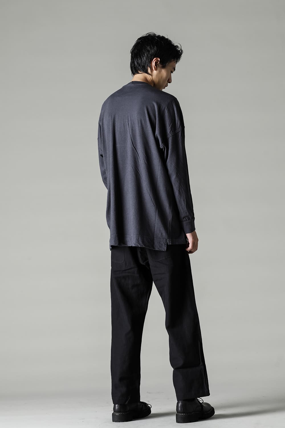 コットンウールジャージーロングスリーブ Tシャツ スチール