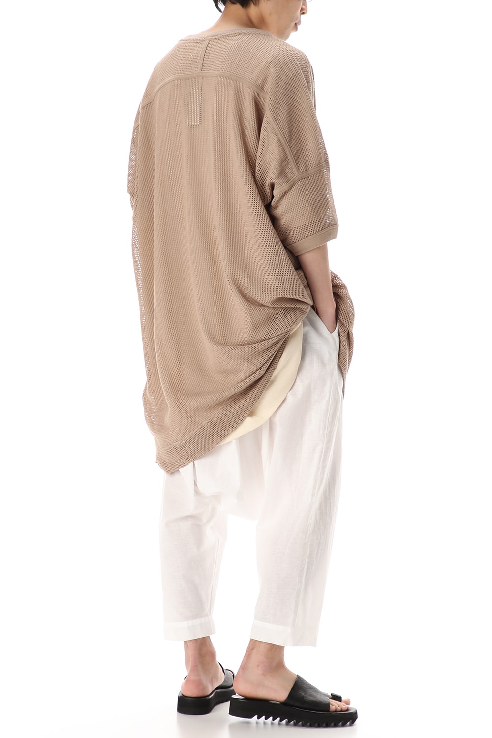 Mesh SS Oversize Tee LT Brown