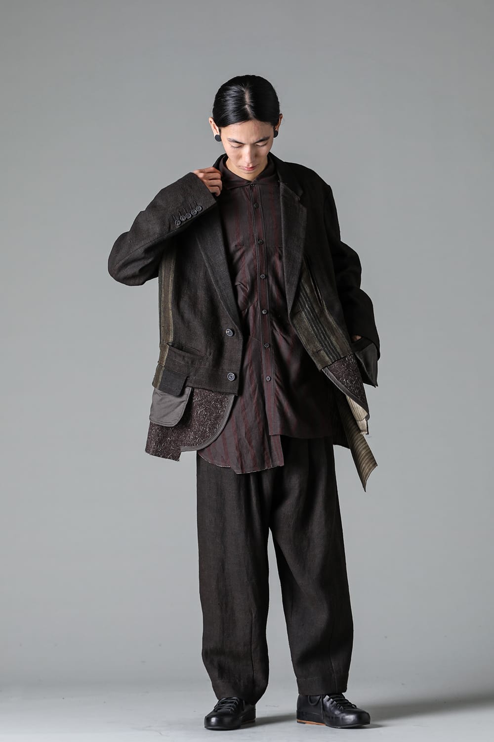 Front Pleats Half Drawstring Trousers