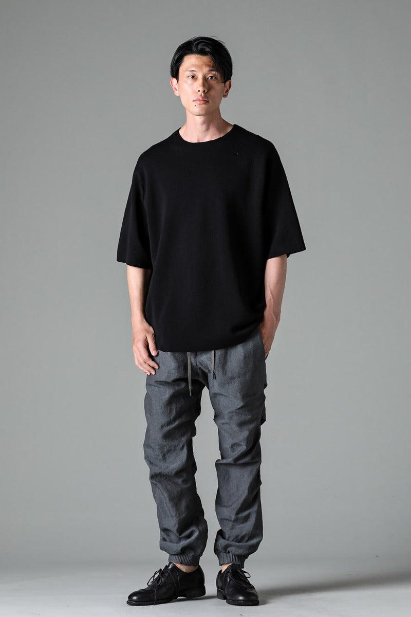 Knit short sleeve cotton / silk / linen Black