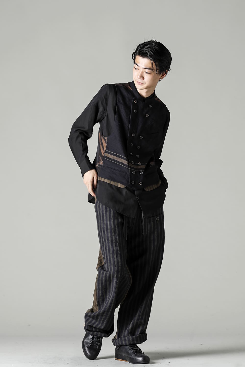 ダブルブレステッドストライプウエストコート