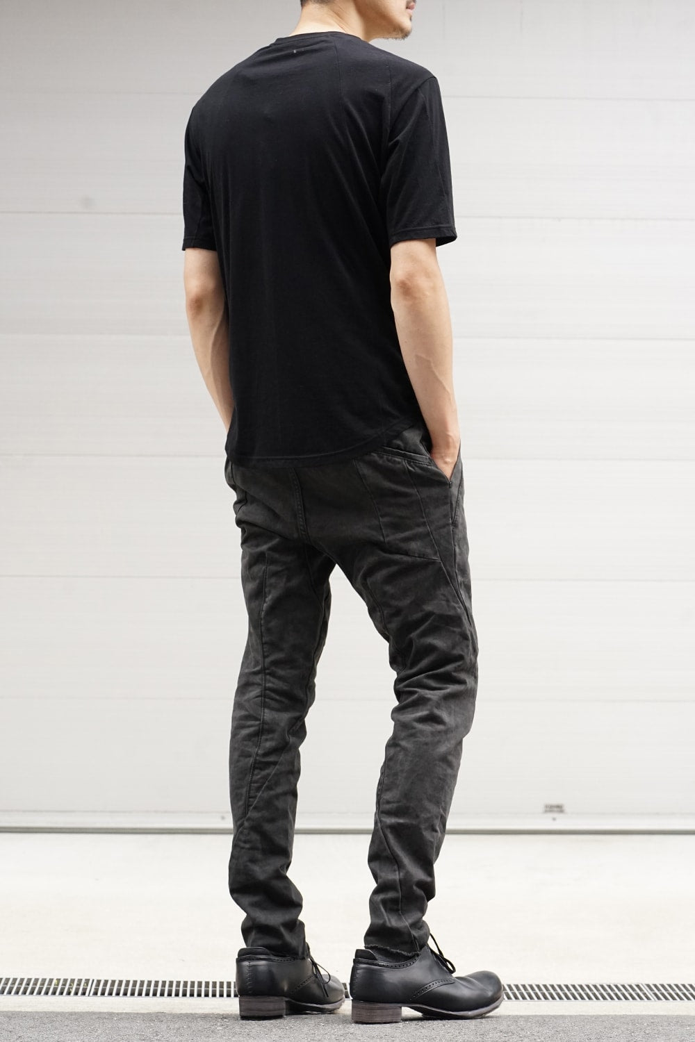 Slim pants hard wash garment dye