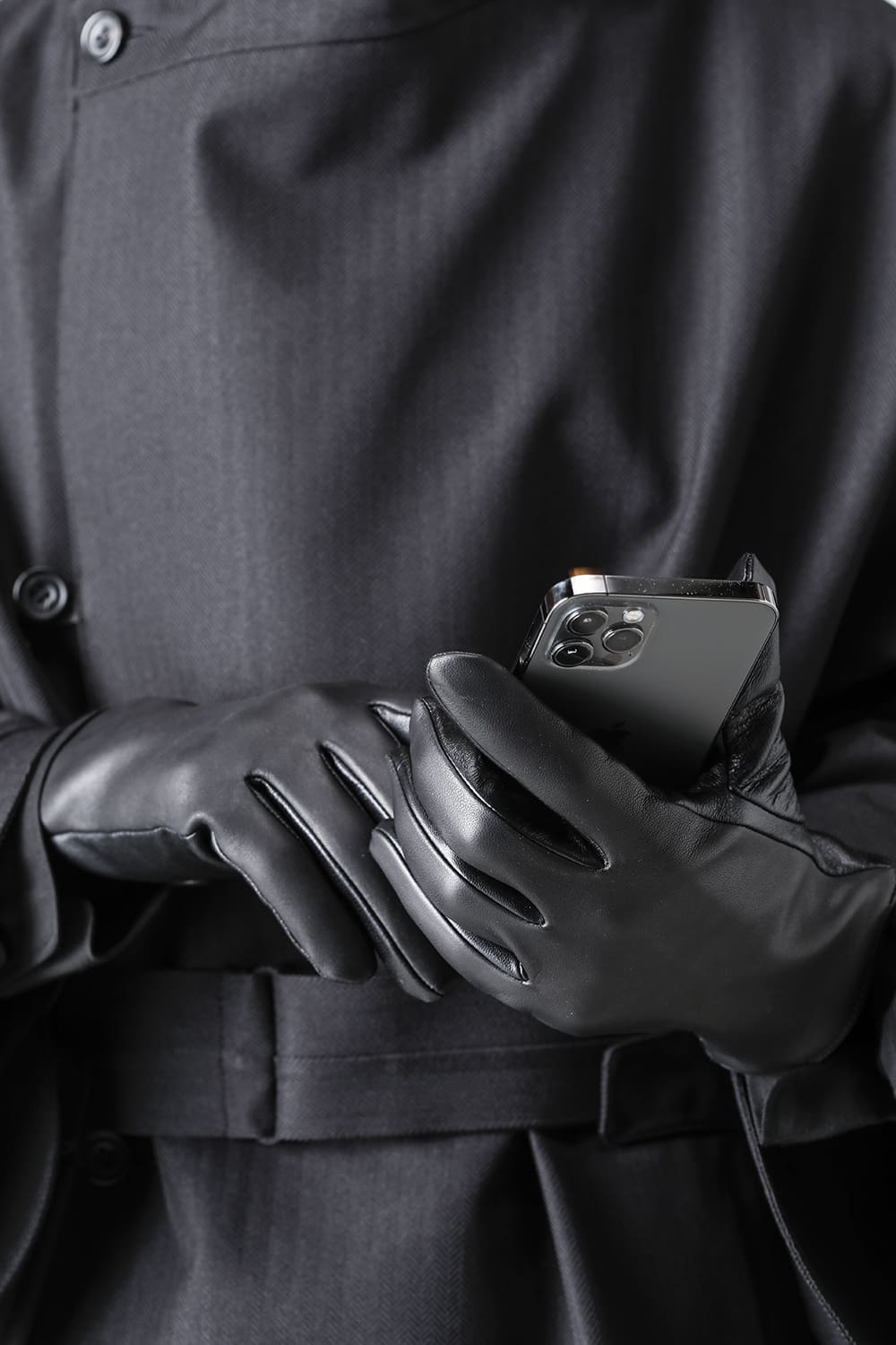 Finest Sccottish Cashmare Touch Screen Leather Glove Black