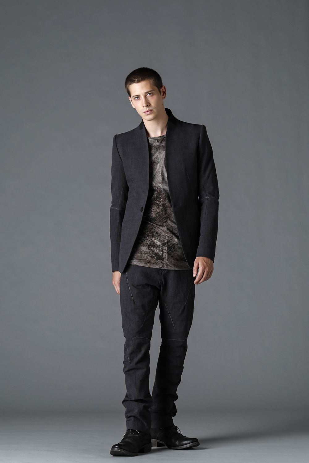 No Lapel Tailored Jacket Black