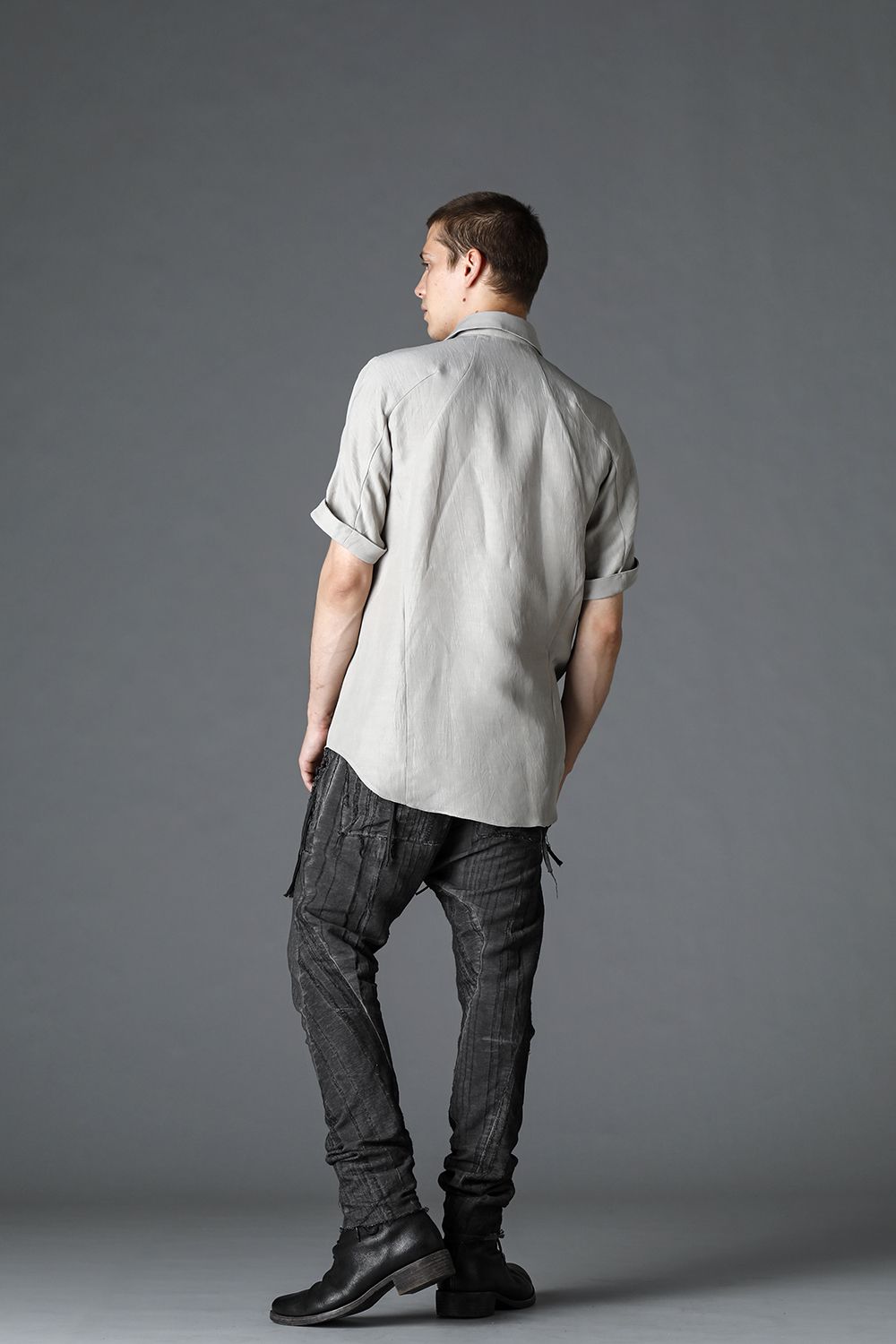 リネン×レーヨンハーフスリーブシャツ Dusty White