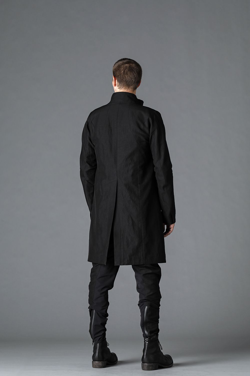 Dobby Minimal Striped High-Neck Coat