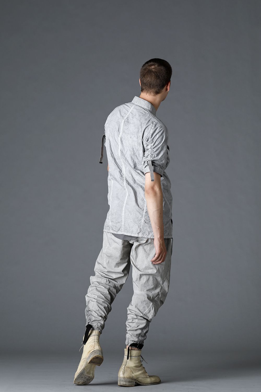 Salt-shrinkled NC Tapered Cropped Pants Gray