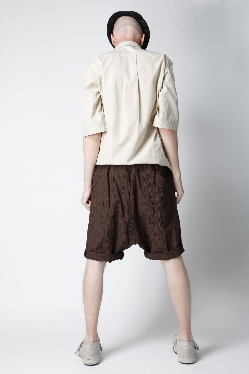 ショートスリーブ シャツ シルク / コットン ブロード サンドブラスト フィニッシュ ライトベージュ