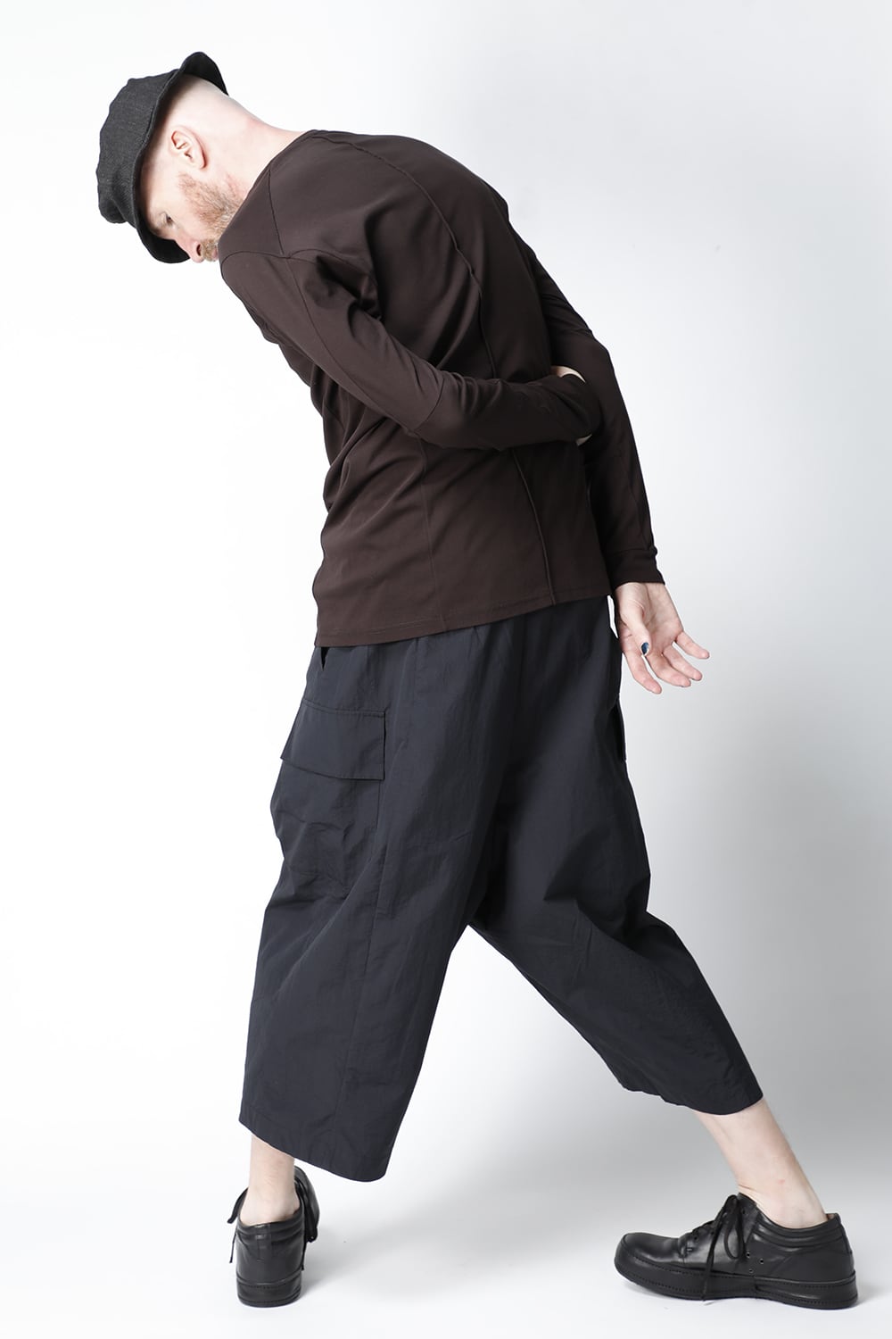 Long sleeve cotton high twist interlock jersey Lava Stone