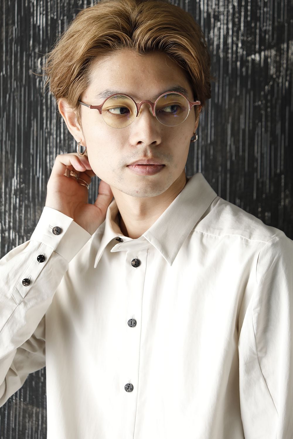 RG0131CU-ラスト レッド ラウンド サングラス A