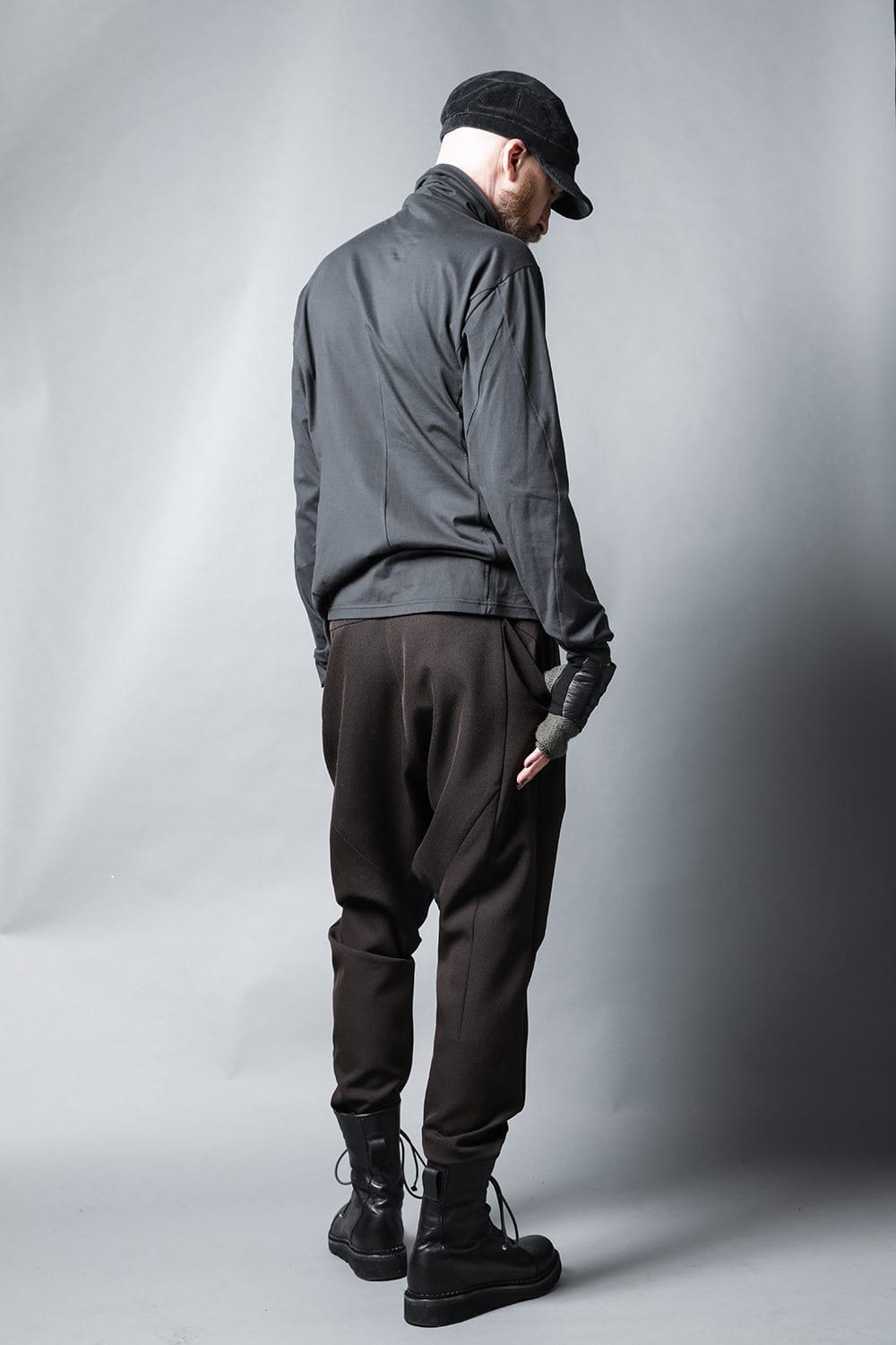 Drop crotch pants Sculptured Wool gabardine