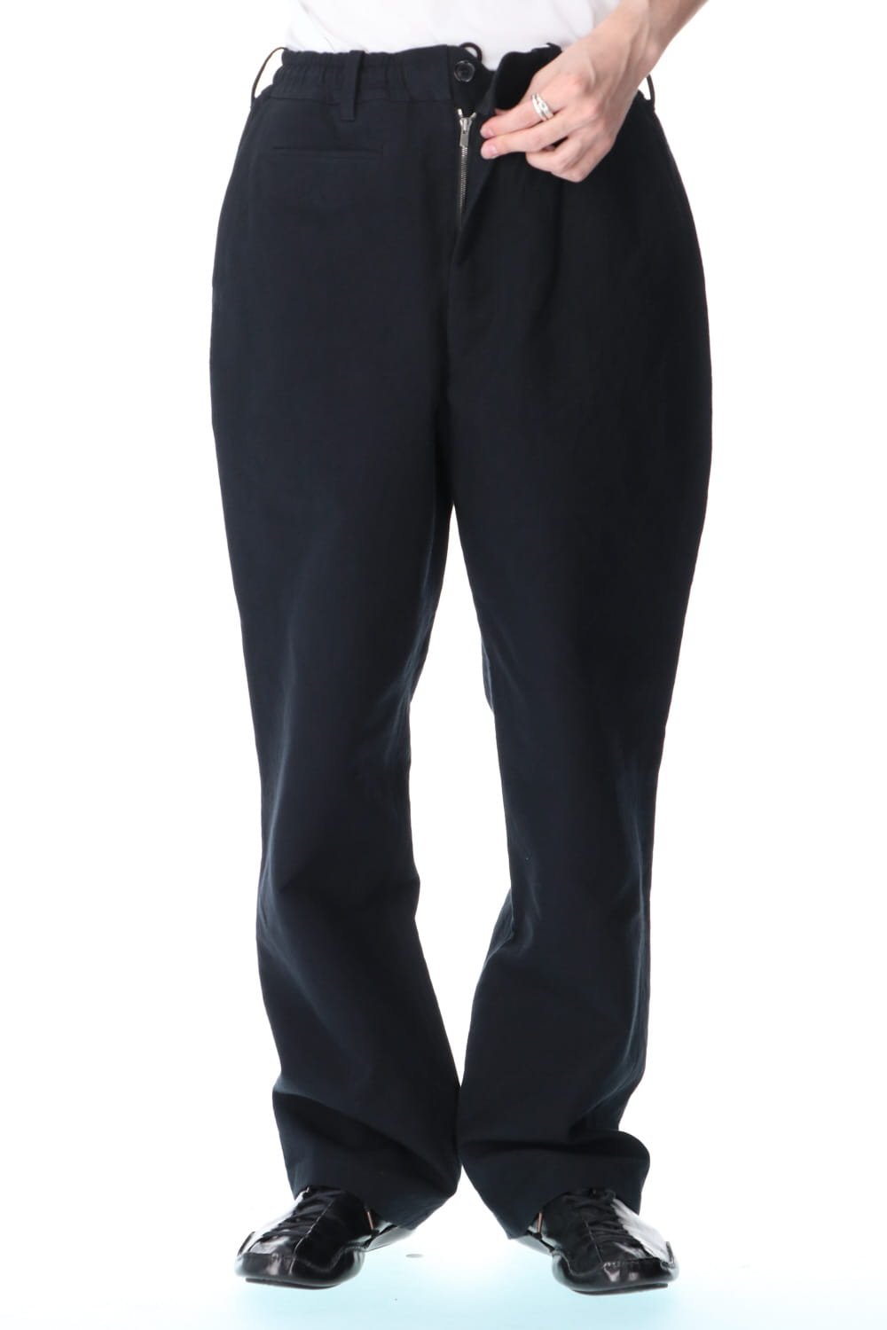 High density Double Cotton Wide Pants Black