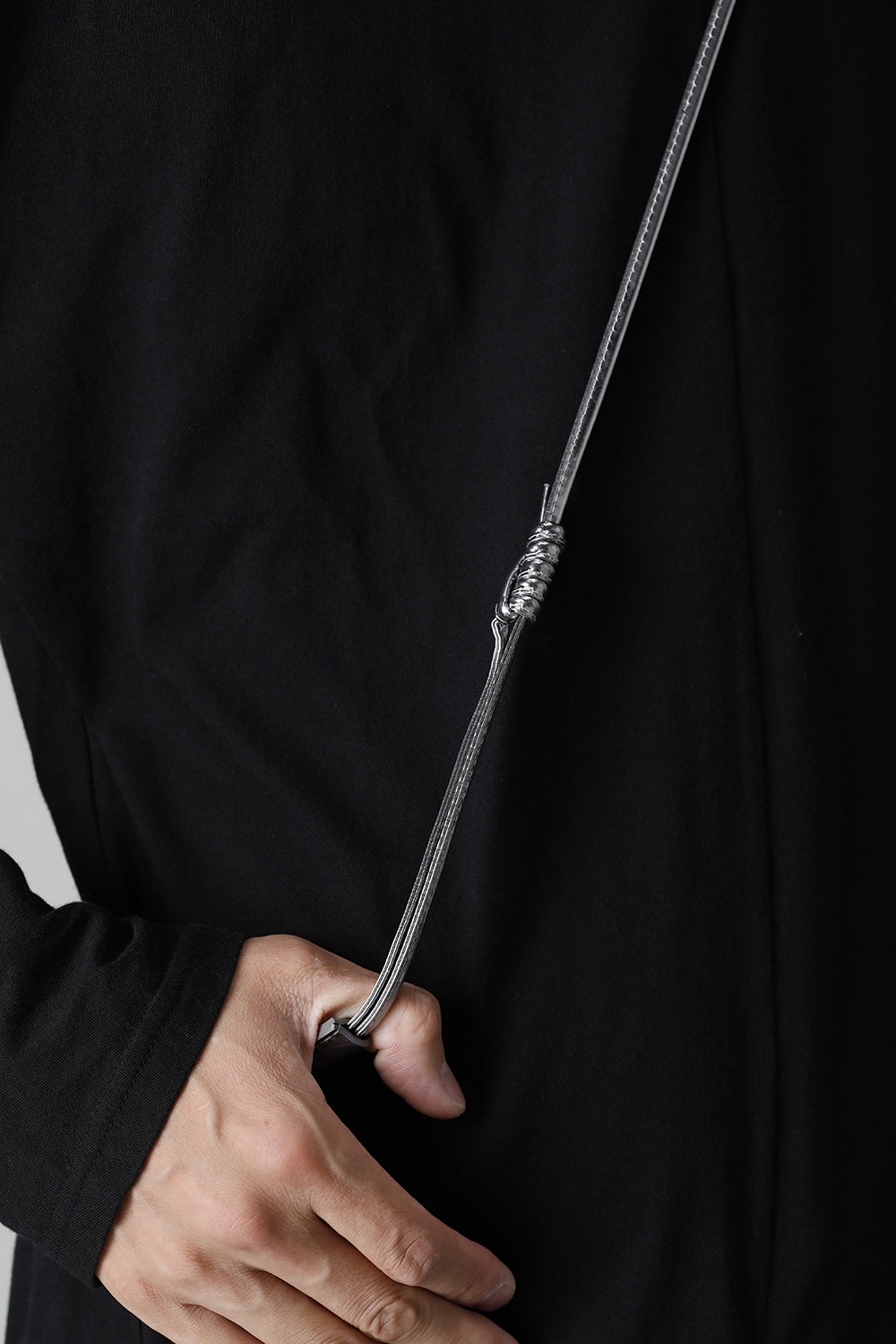 Leather gadget bag 'cartable' SILVER