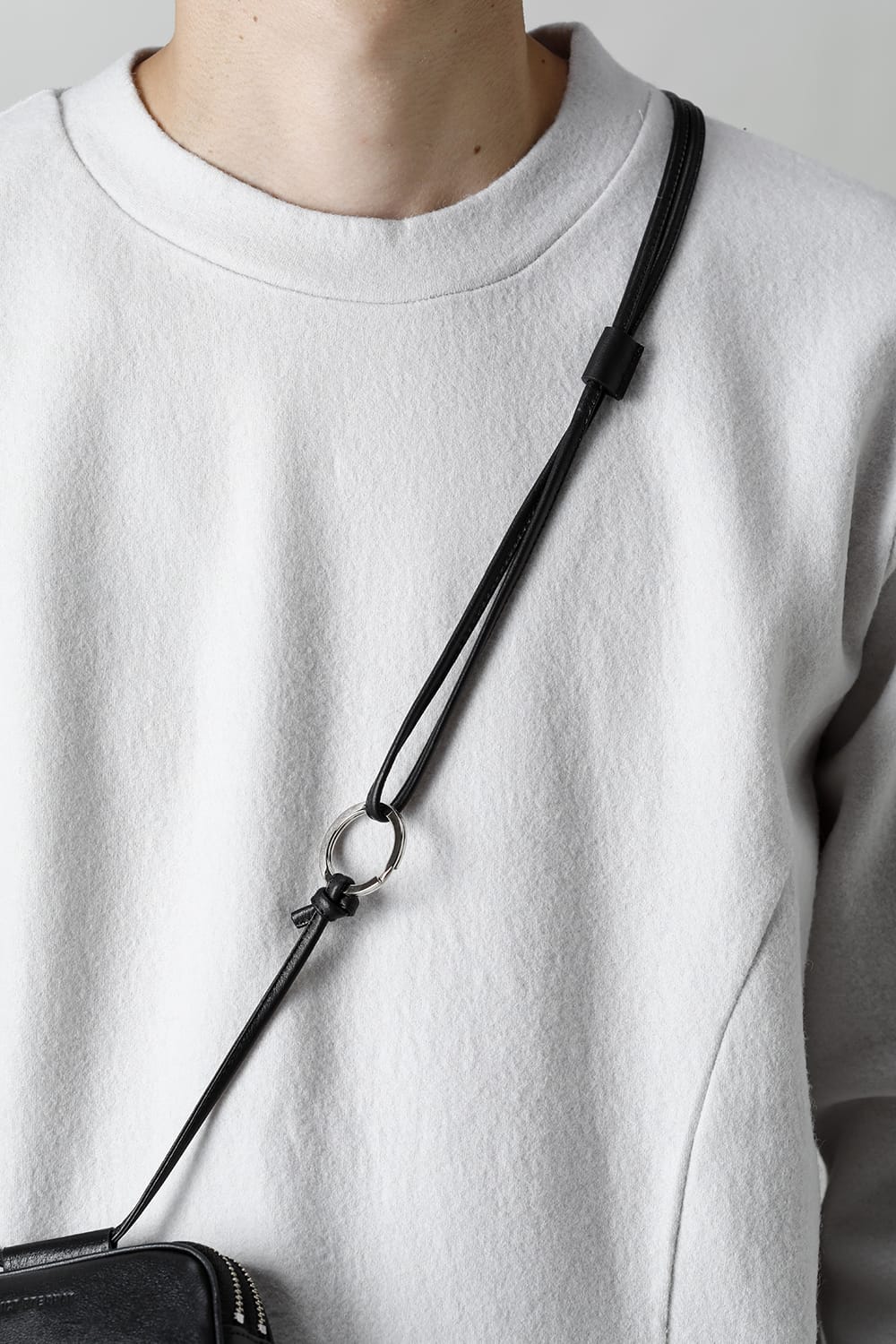 Leather micro shoulder bag 'double zip'-S.BLACK-Free