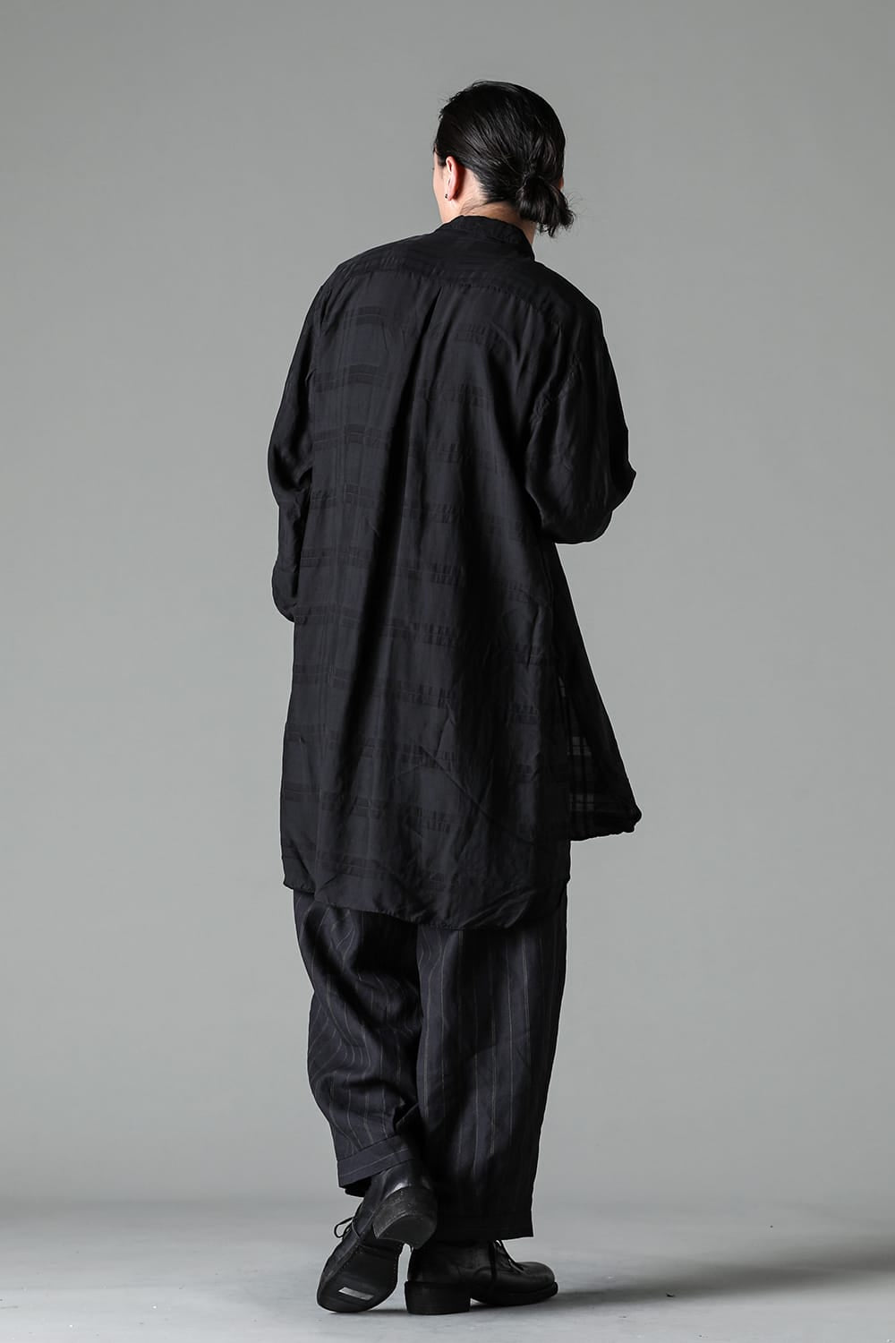 ショートカラールーミーシャツ ブラック チェック