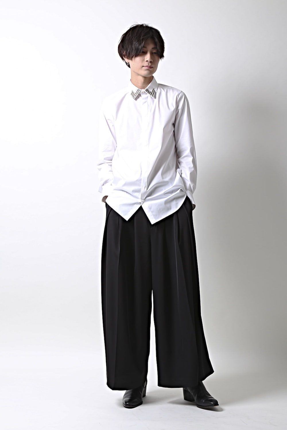 Dry Georgette Stretch Tuck Wide Pants