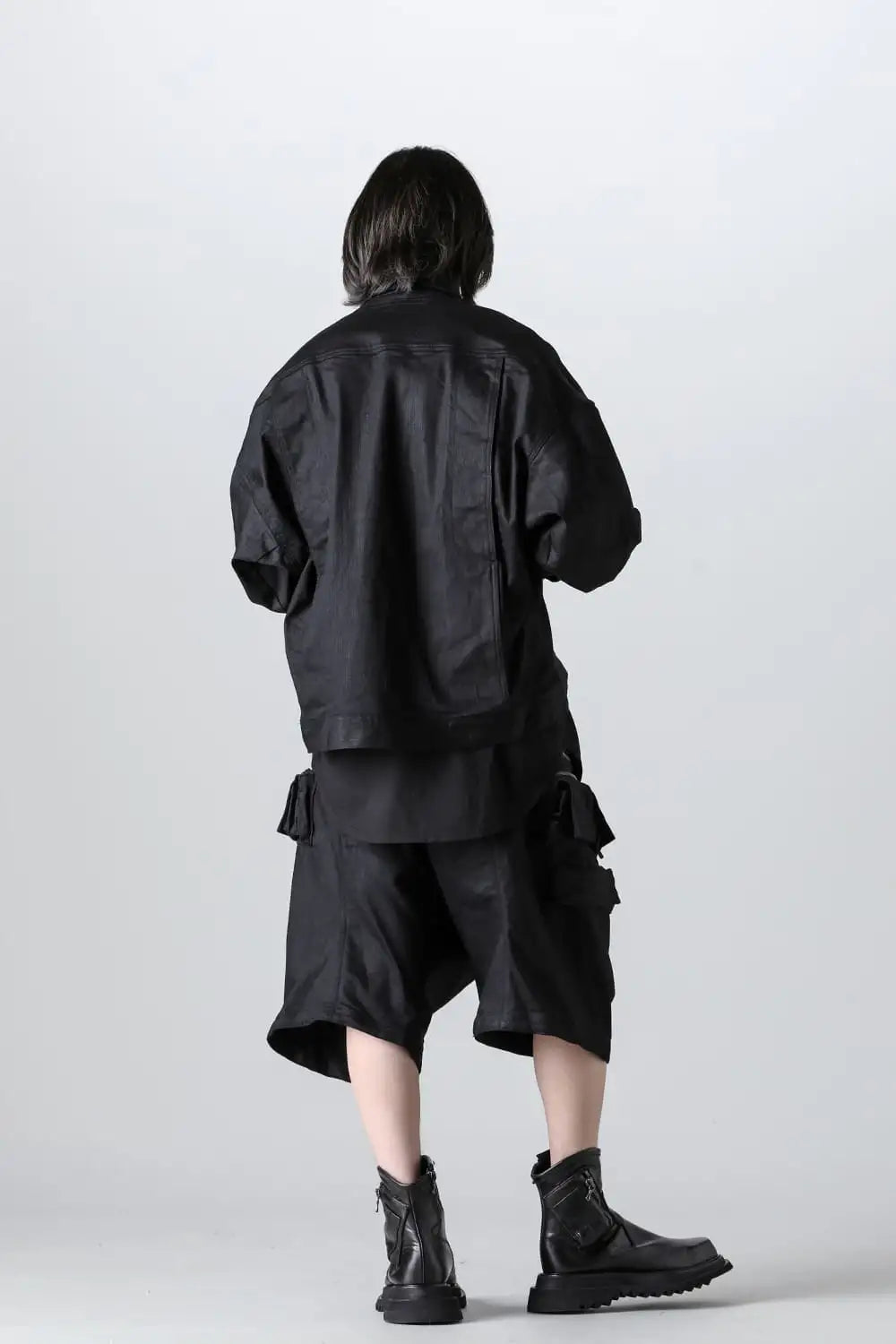 10.5オンス ストレッチデニム カーゴショートパンツ ブラック