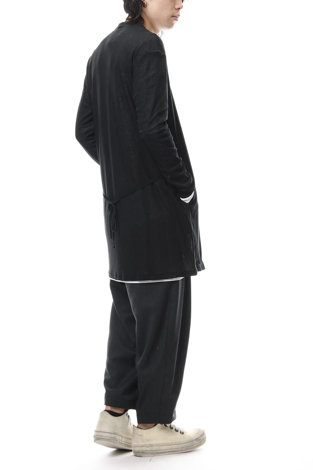 Layered Long Cardigan - blk/wht