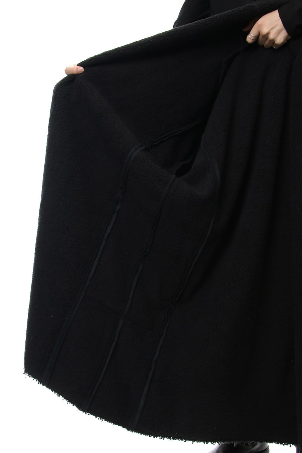 Fake Mouton Coat (LONG) - blk/blk