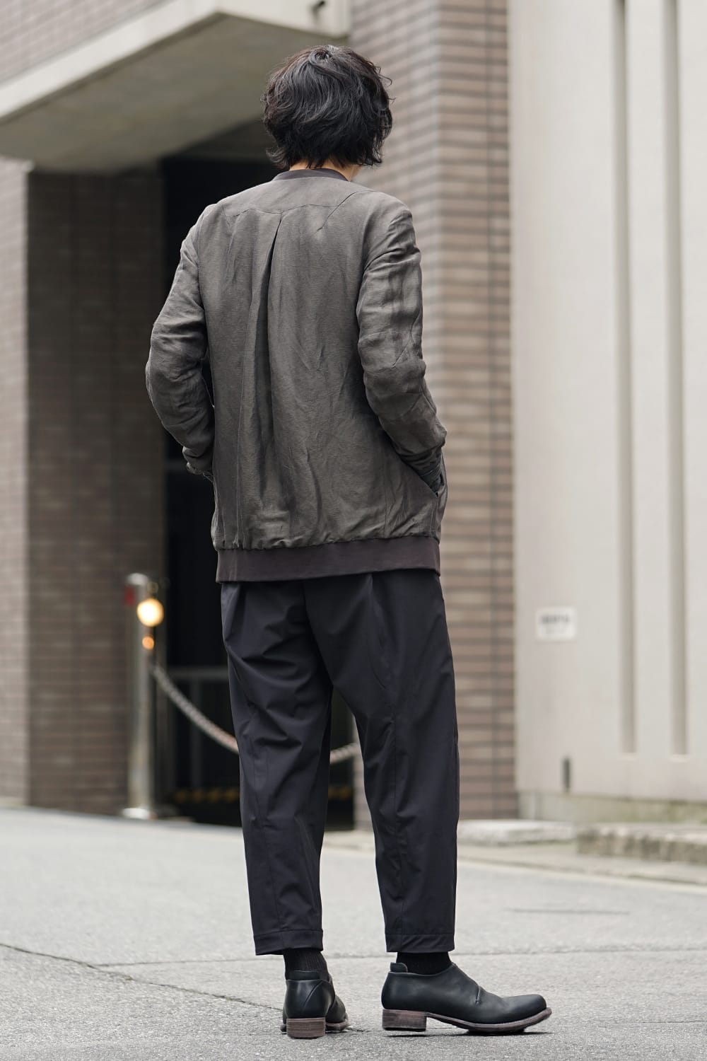 Jacket Silk Linen Voile Sand Blast Finish - Gray