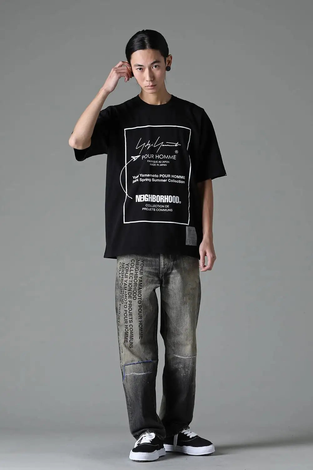NEIGHBORHOOD x Yohji Yamamoto Print Short Sleeve T-Shirt Black