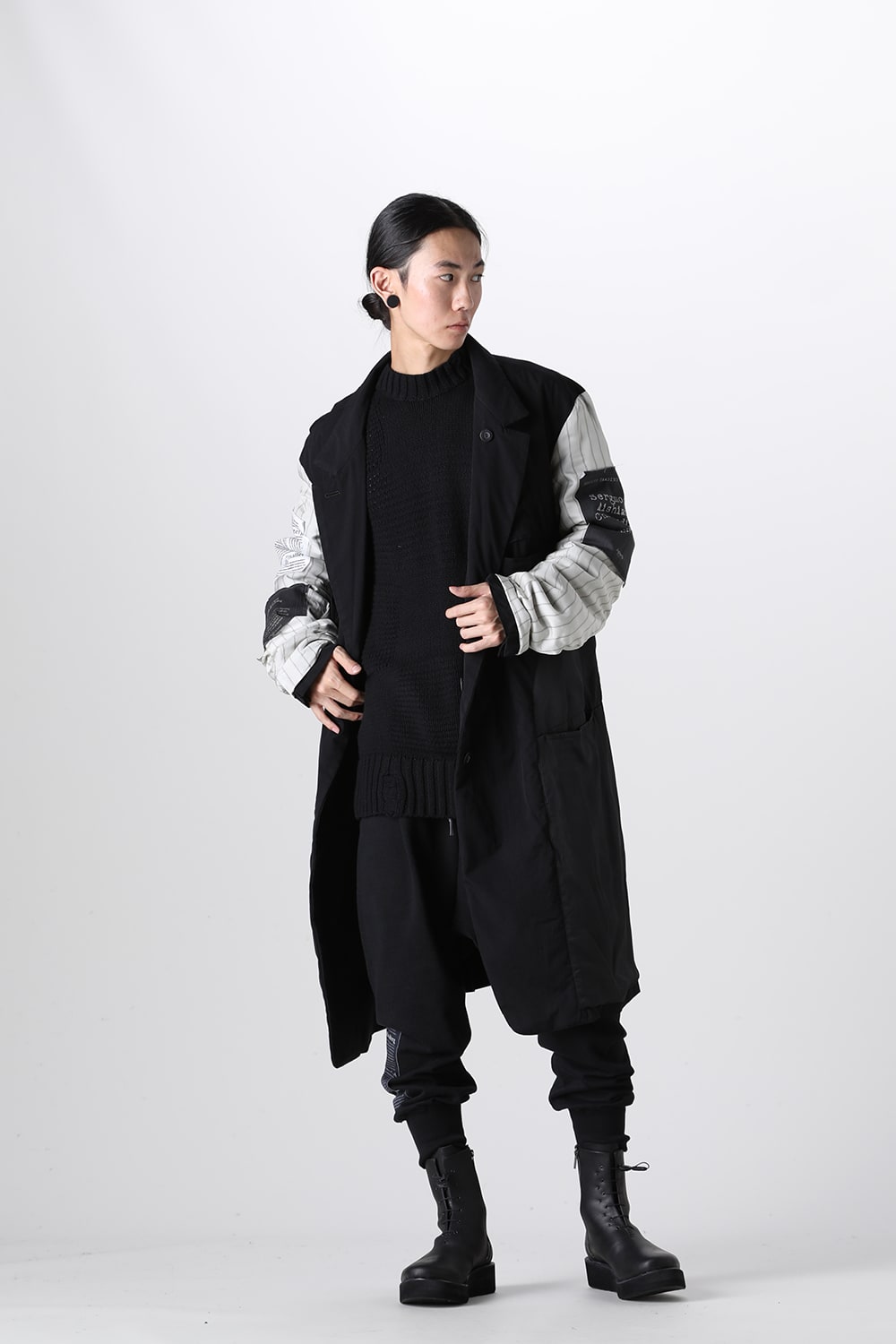 Oversized Long Jacket w/Printed Patches