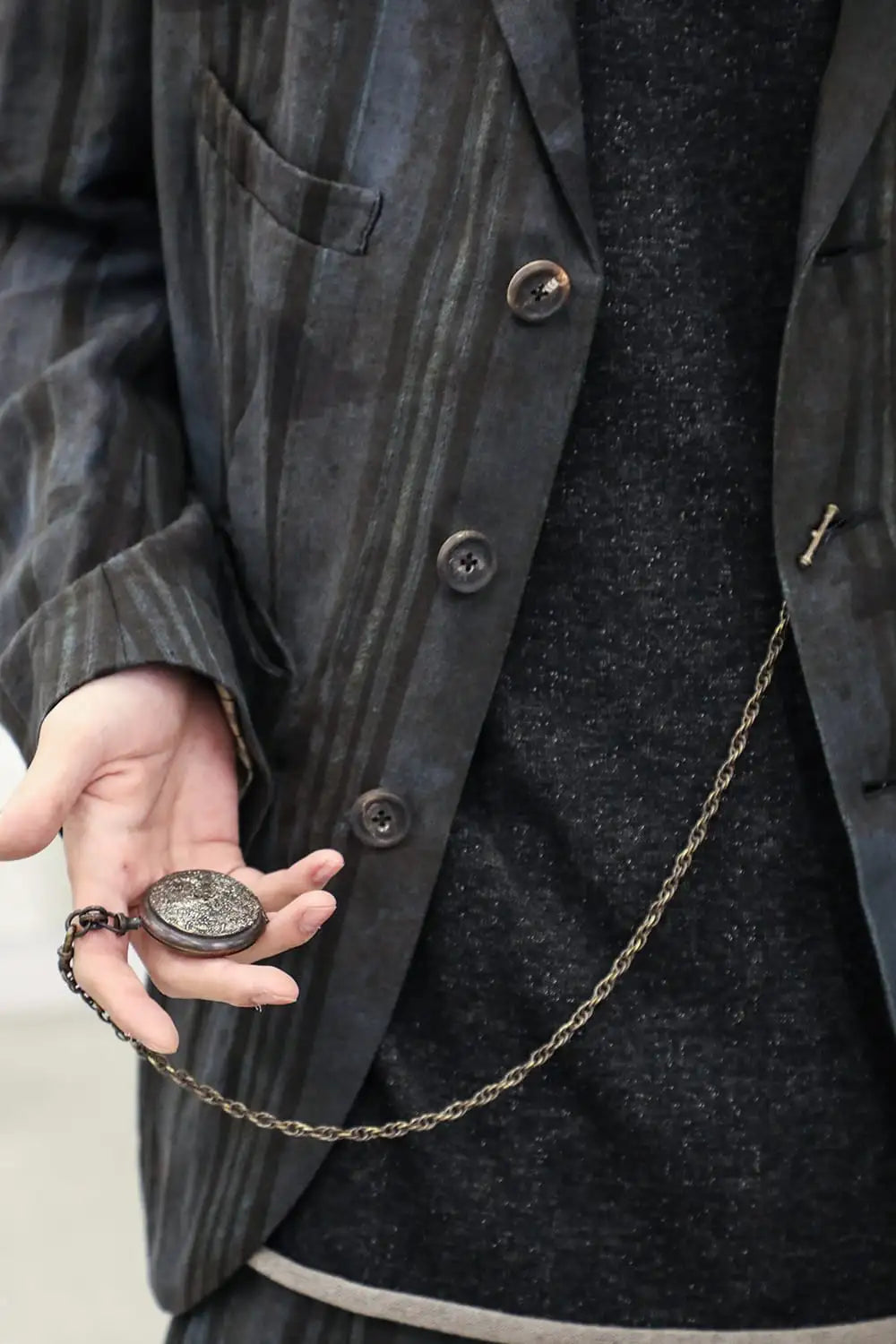 Meteoritic Texture Pocket Watch Style Pendent 05