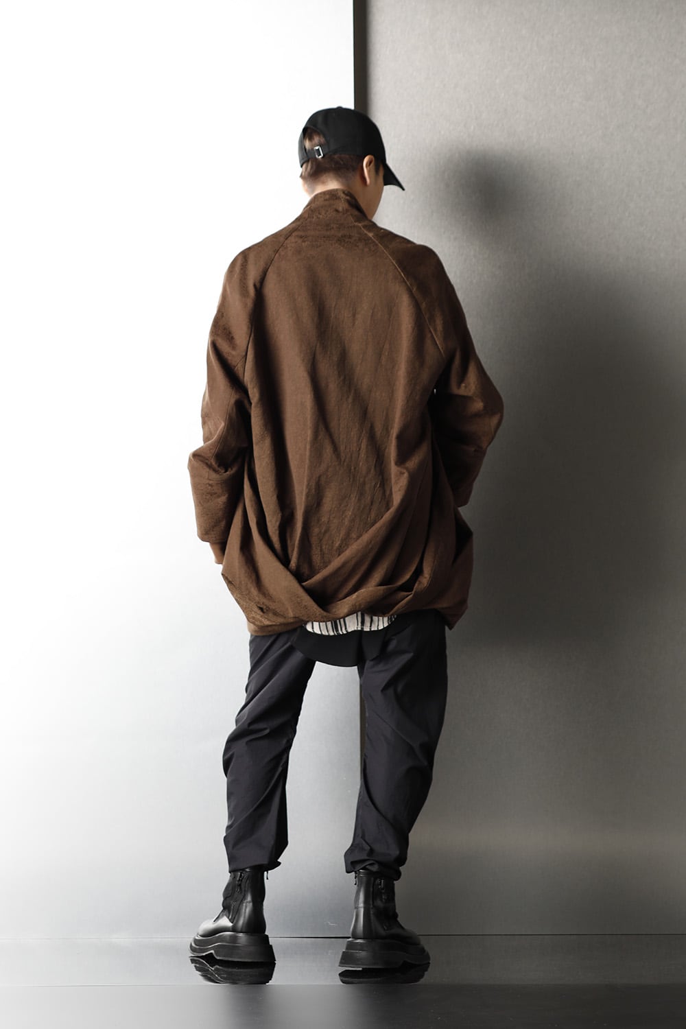 ドレープ ジャガード ブルゾン ブラウン