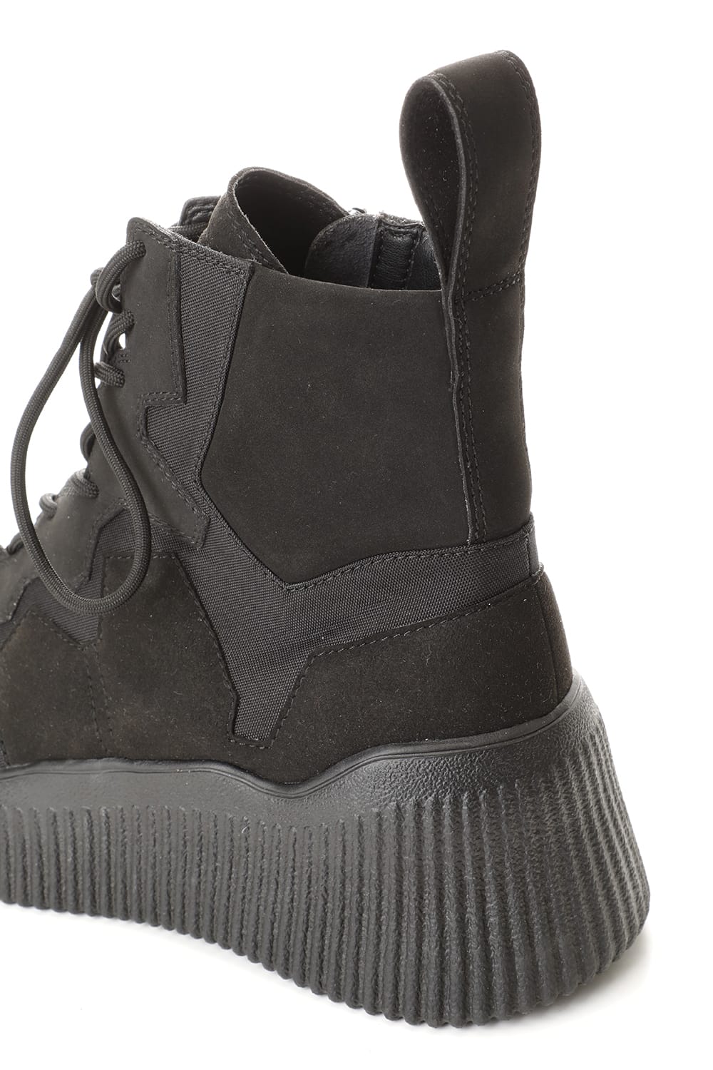 PADDED LACE-UP BOOTS BLACK