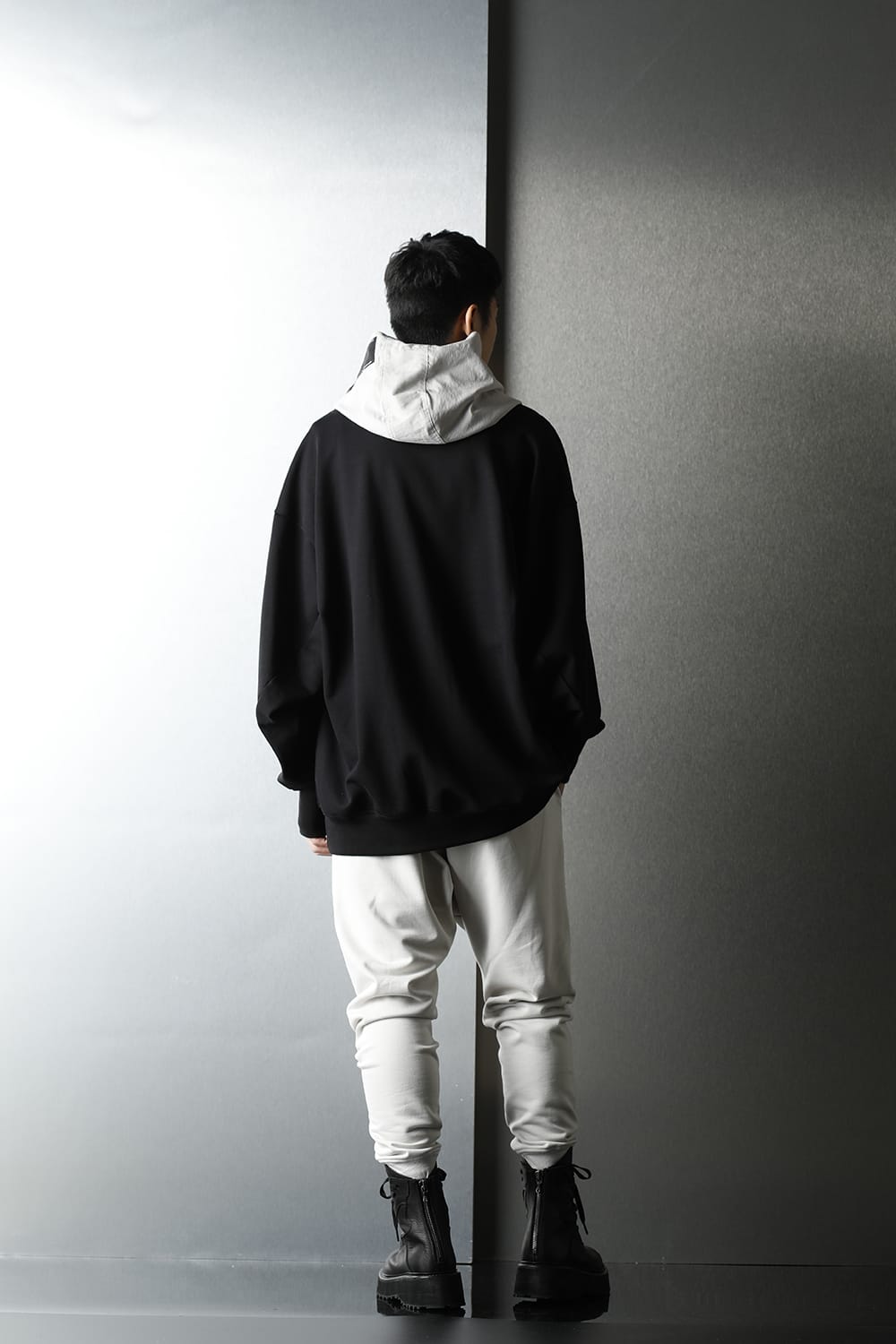 Nylon combo Hooded parka