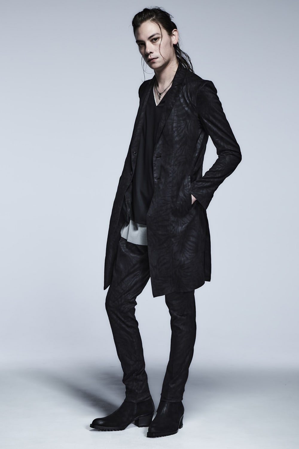 レイヤード Tシャツ ブラック×ホワイト