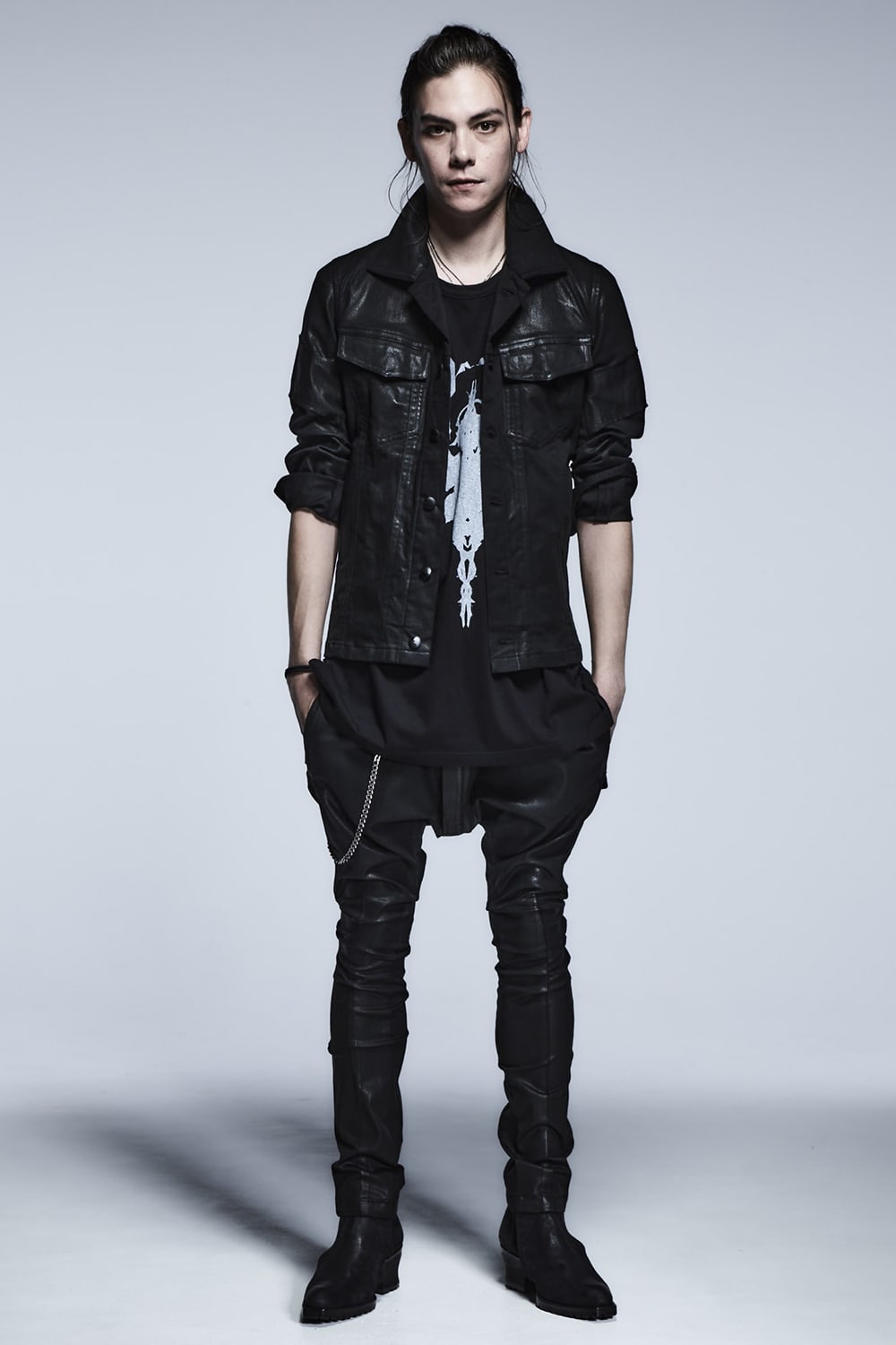 Drop Shoulder T-Shirts (Shadow Rose Print) Black