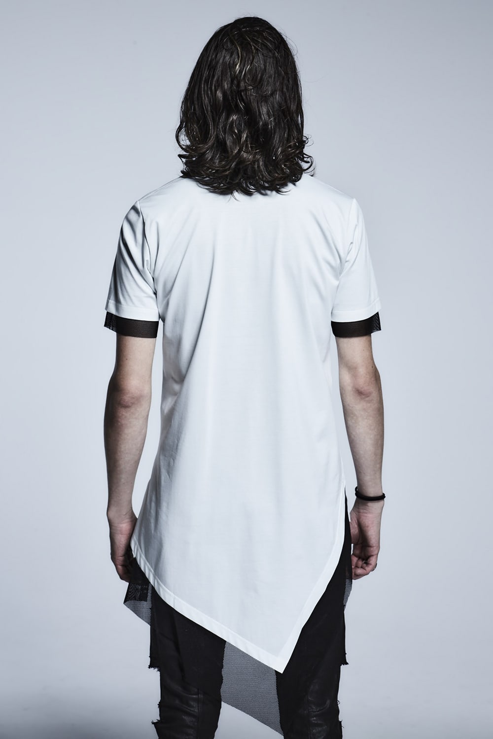 Layerd Asymme T-Shirts White×Black