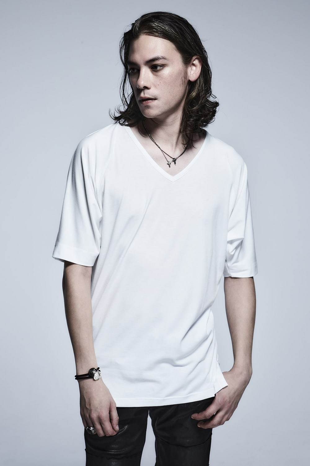ドルマン Vネック Tシャツ ホワイト