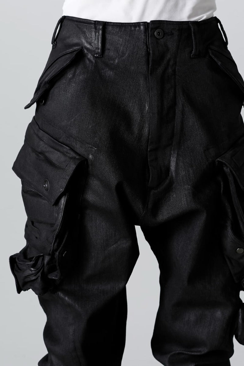 10.5オンス ストレッチデニム コーティング ガスマスク カーゴパンツ