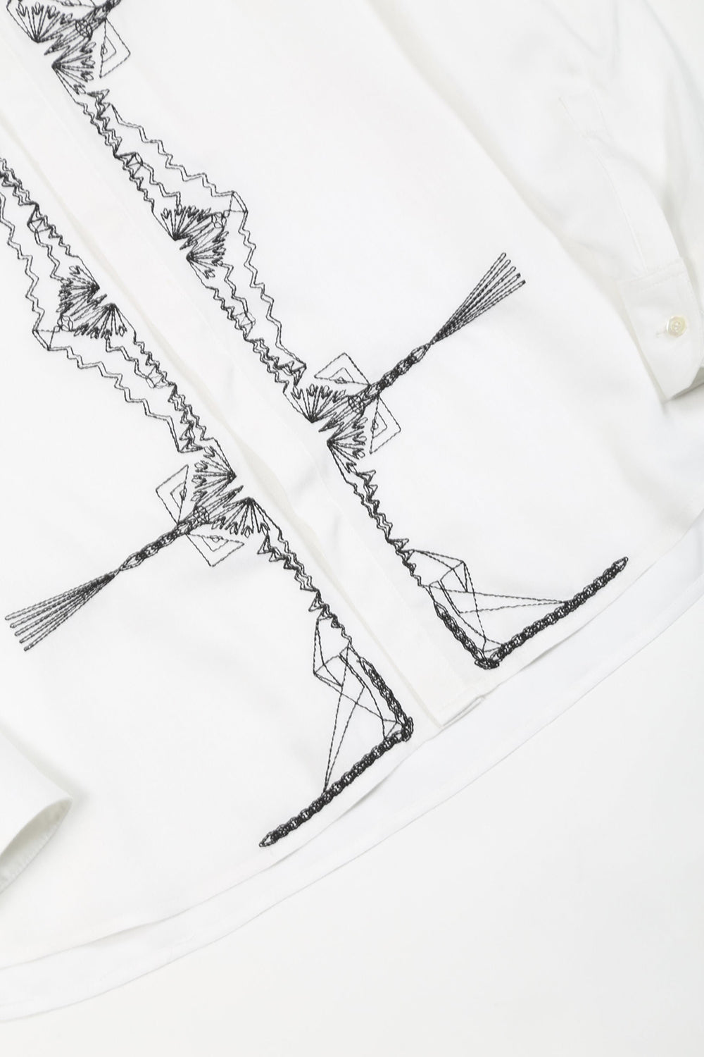 レーヨン ツイル 刺繍 レギュラー シャツ オフホワイト