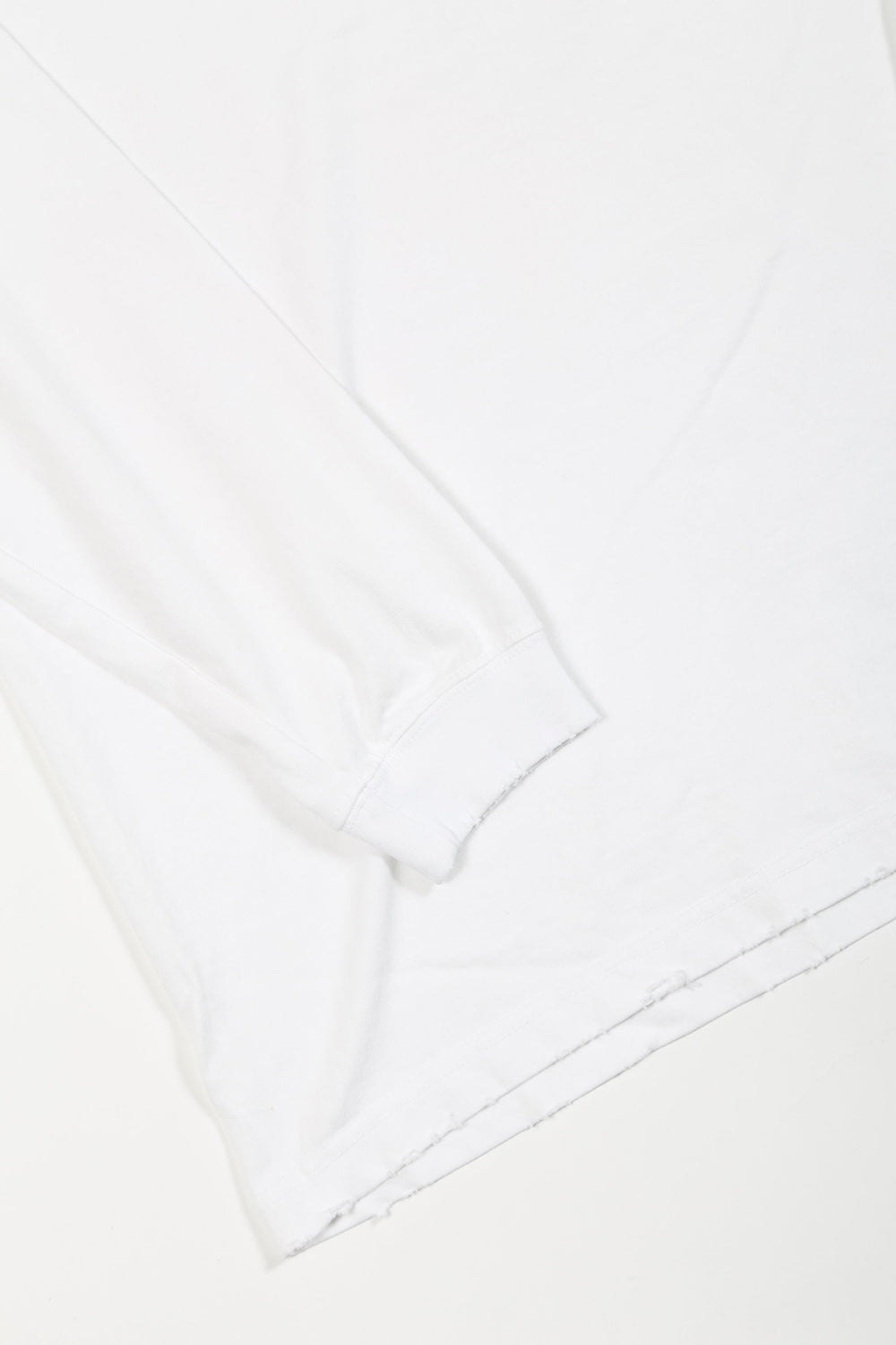 Heavy Weight Jersey Damage Long Sleeves T-shirt White