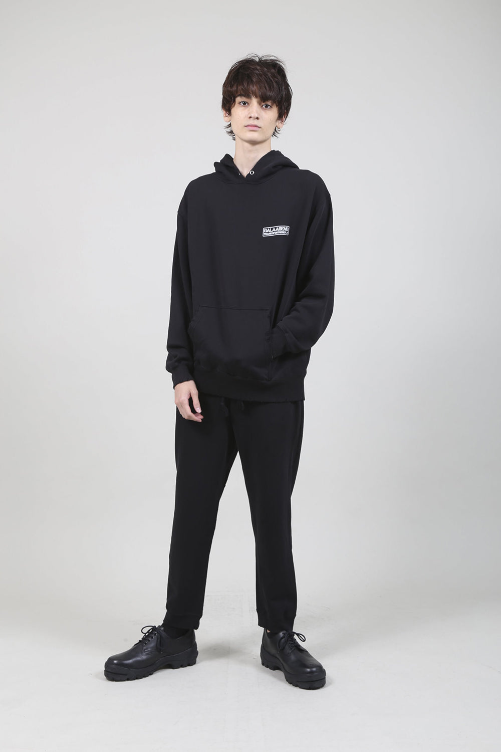 Middle fleece Damage hoodie Black