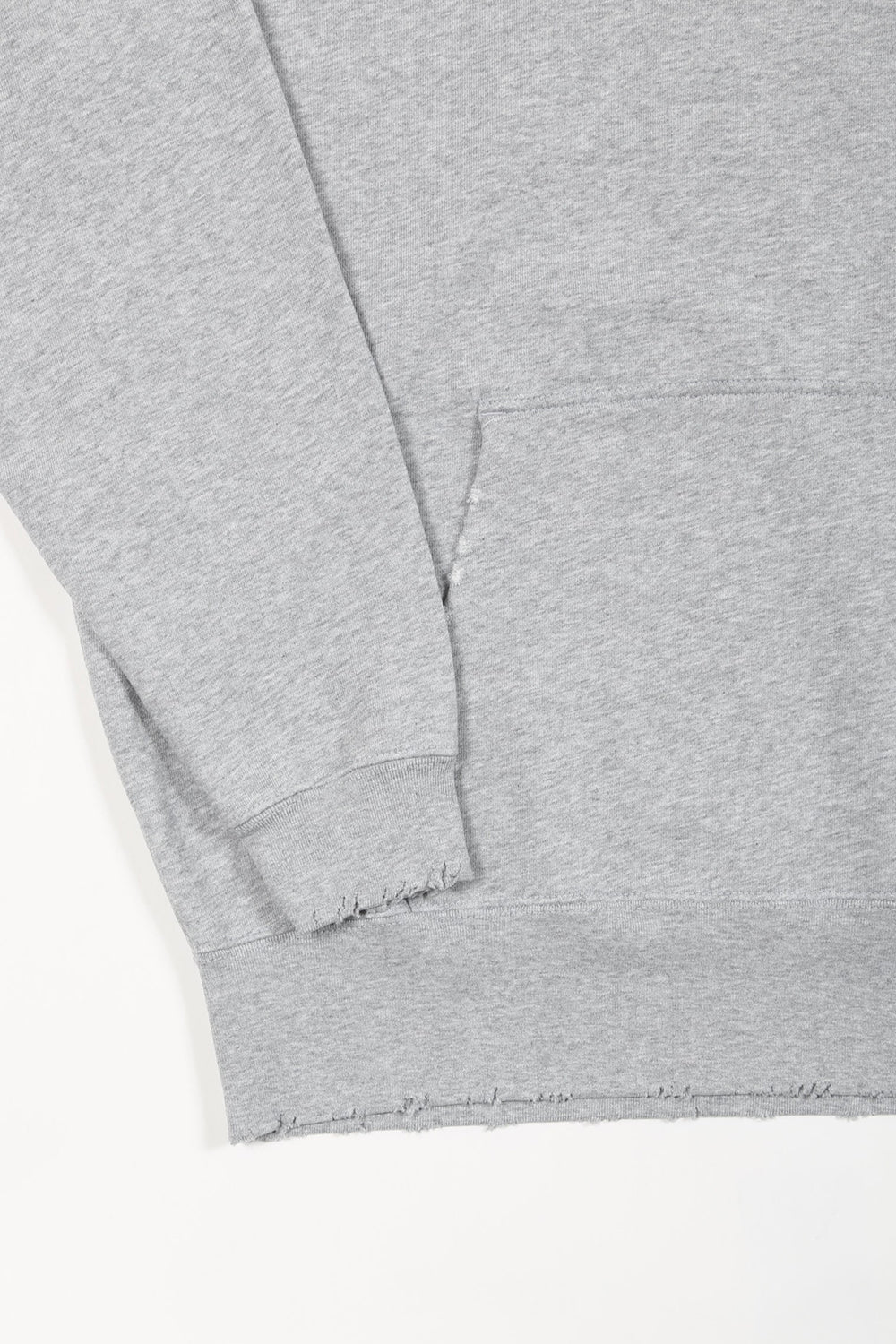 ミドル裏毛 タメージフーディー ヘザー グレー