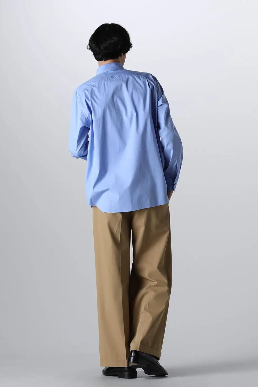 フロントパネルシャツウィズレザータブ Sax