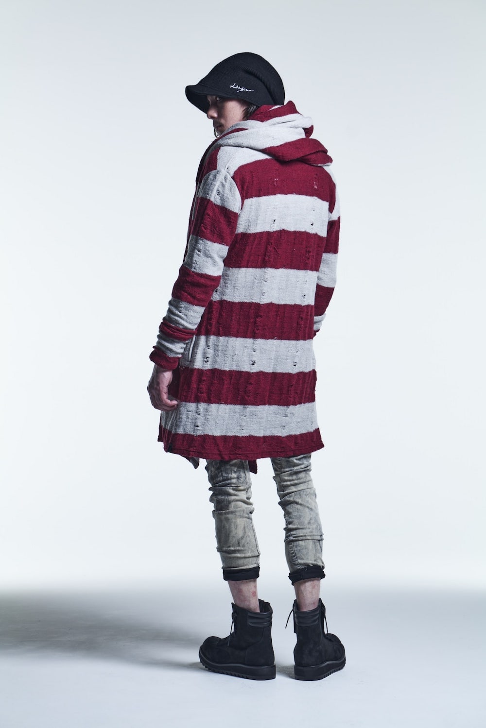 Shawl Cardigan Red/White