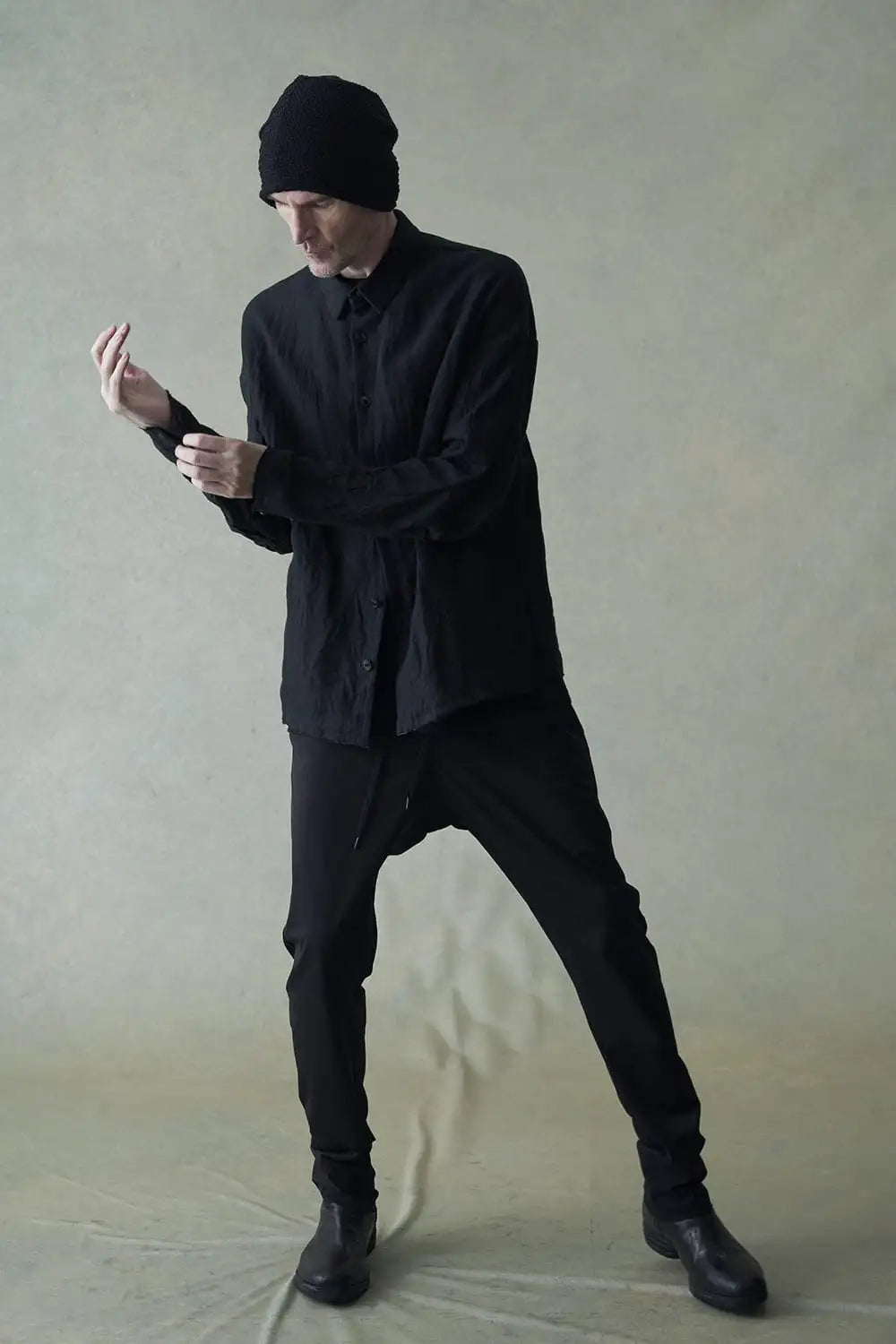 Knit cap cotton / nylon / linen Black