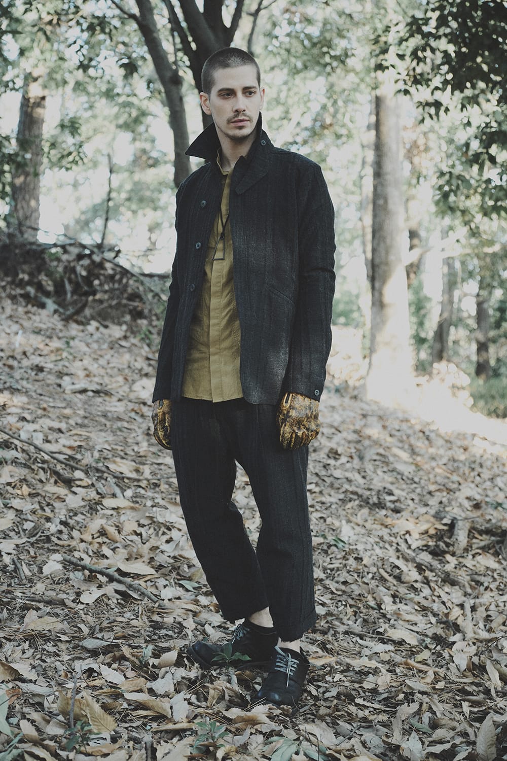 Dusty leaf Horse leather Over lock gloves Yellow