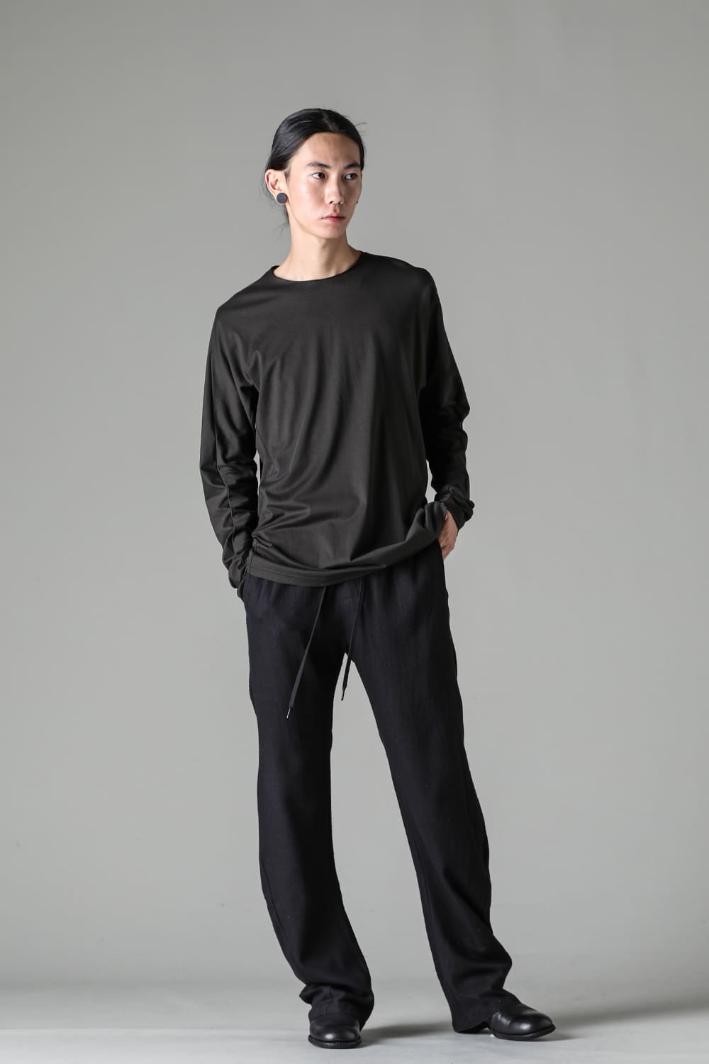 ロングスリーブ 80/3 ジャージー カーキ ブラウン