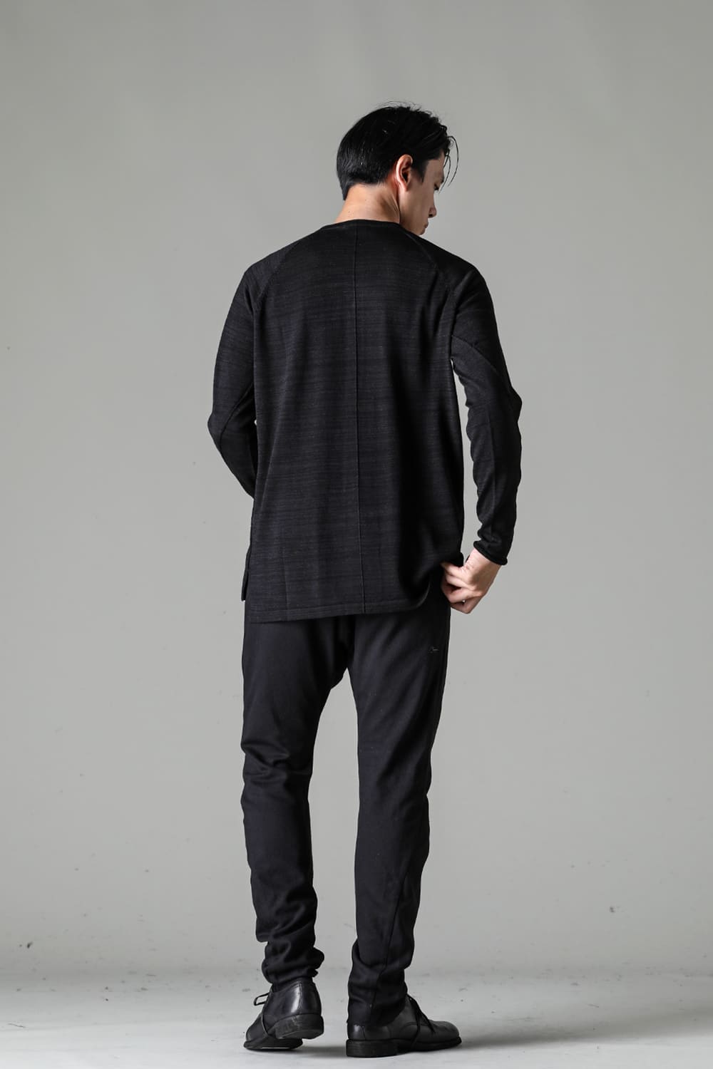 Knit long sleeve linen / wool Merange Black