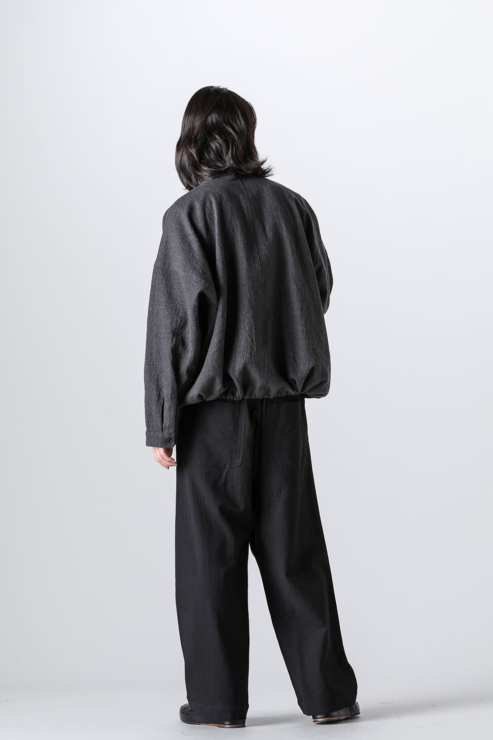 JOGGING TROUSERS Wool Cotton Linen Shirting Black