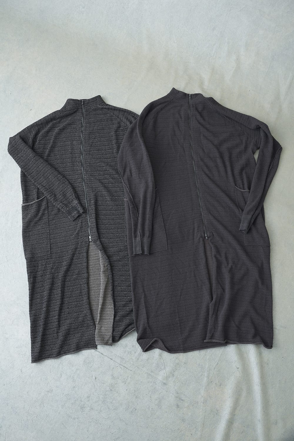 Knit coat High twist cotton stripe Black