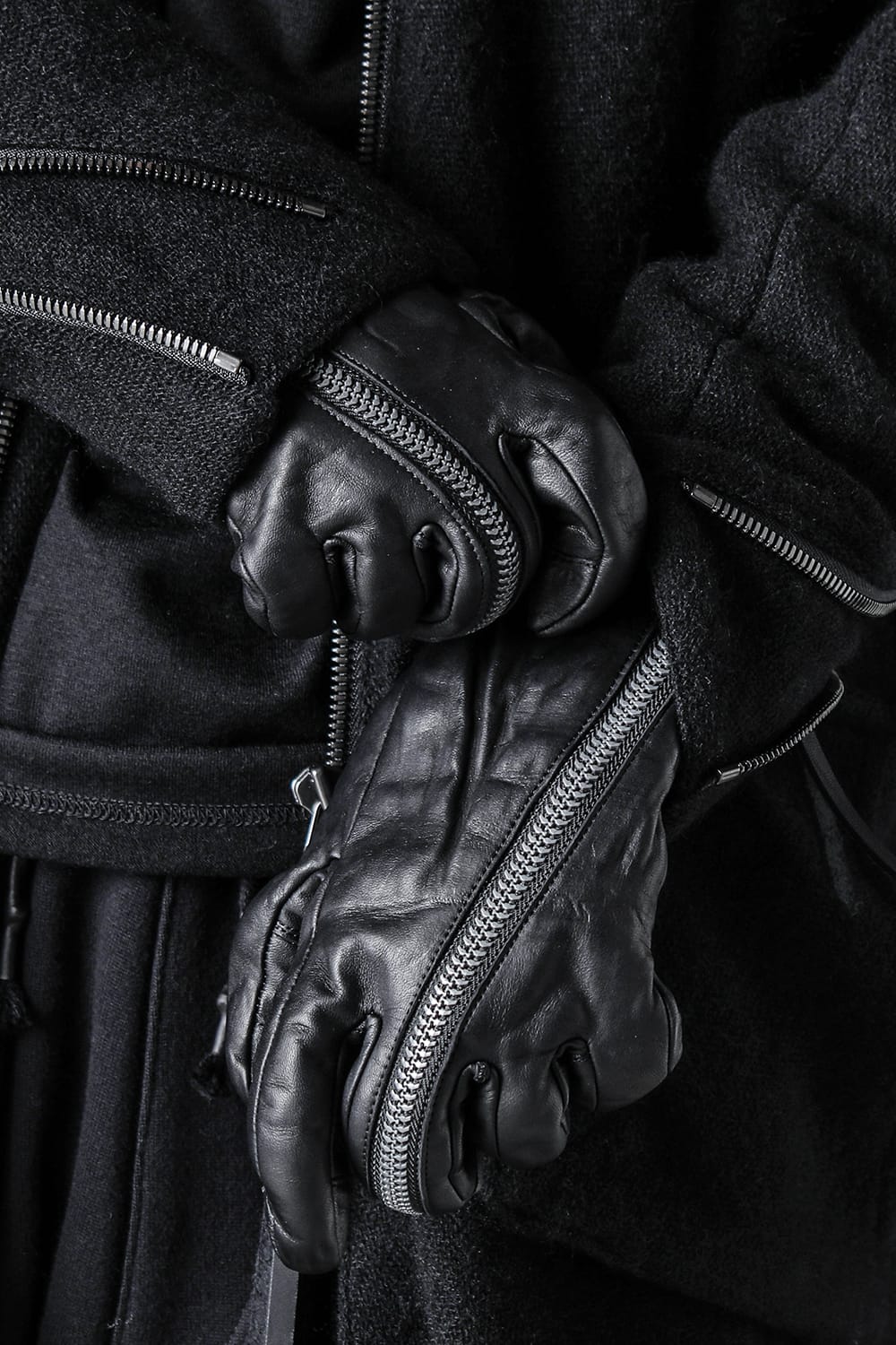 Horse Leather Zip Glove Black