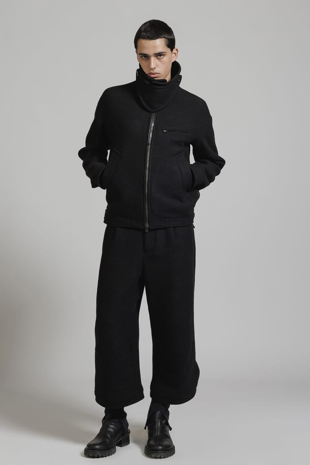 メルトン ワイド クロップドパンツ