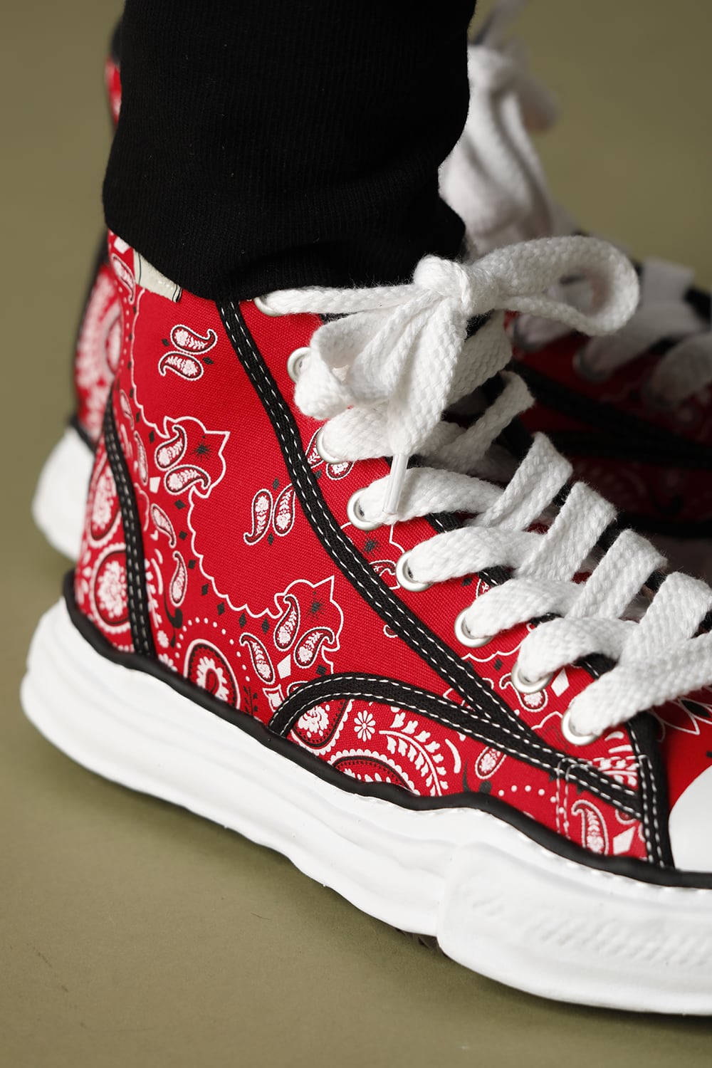 -ピーターソン ハイ- オリジナルソール キャンバス バンダナ ハイトップ スニーカー Red